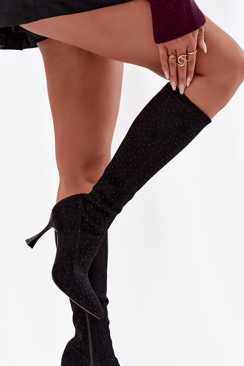 Жіночі чоботи на підборах з оздобленням D&A JC52-883 Чорний