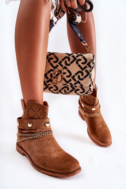 Замшеві чоботи на прихованій танкетці коричневого кольору Verine