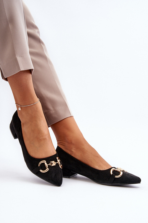 Замшеві балетки з гострим носком чорного кольору Ethere