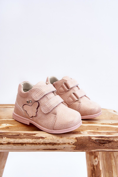 Шкіряні чоботи на шнурівці з метеликом, рожеві Avi