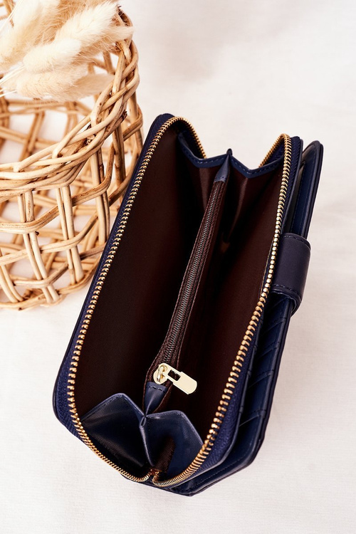 Великий жіночий гаманець з кишенею темно-синій