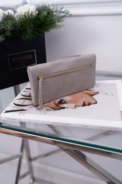 Гаманець жіночий великий сірий із засувкою