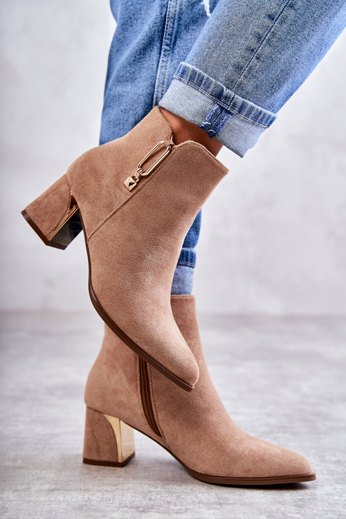 замшеві чоботи на пості з декором Beige Erine