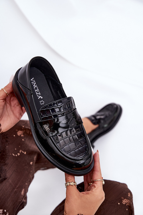 Лаковані Шкіряні Мокасини Жіночі Vinceza 91125 Чорні