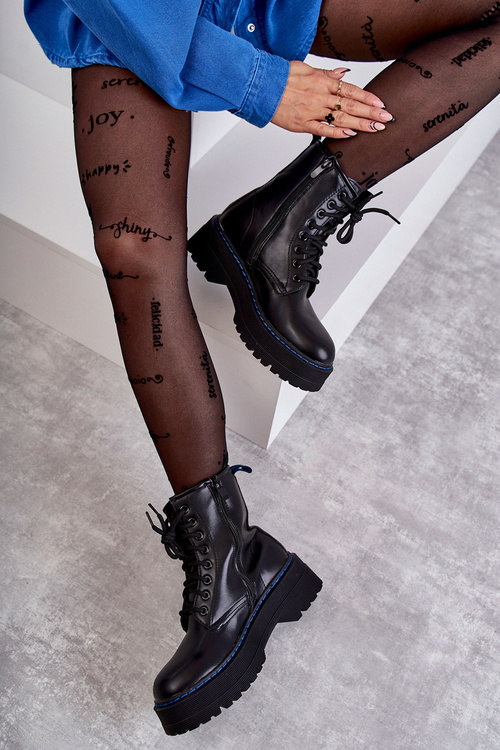 Жіночі чоботи на зав'язках Glany Black Callie