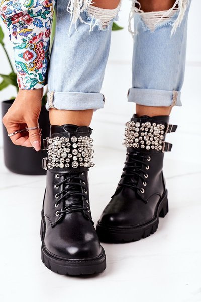 Утеплені чоботи з перлами Чорні зараз або ніколи