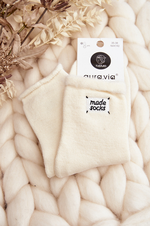 Жіночі товсті кремові шкарпетки