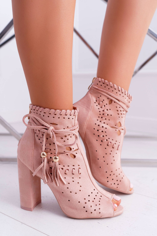 Жіночі чоботи на шпильці замшеві рожеві Corinne