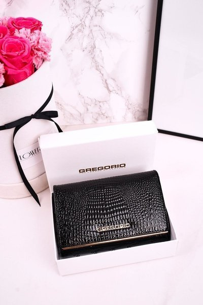 Великий шкіряний жіночий гаманець GREGORIO Shiny Black