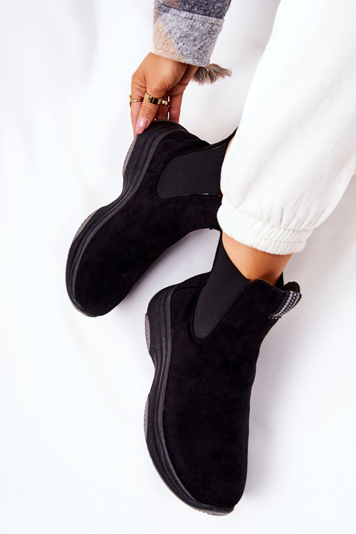 Чоботи на платформі замшеві чорні Nicci