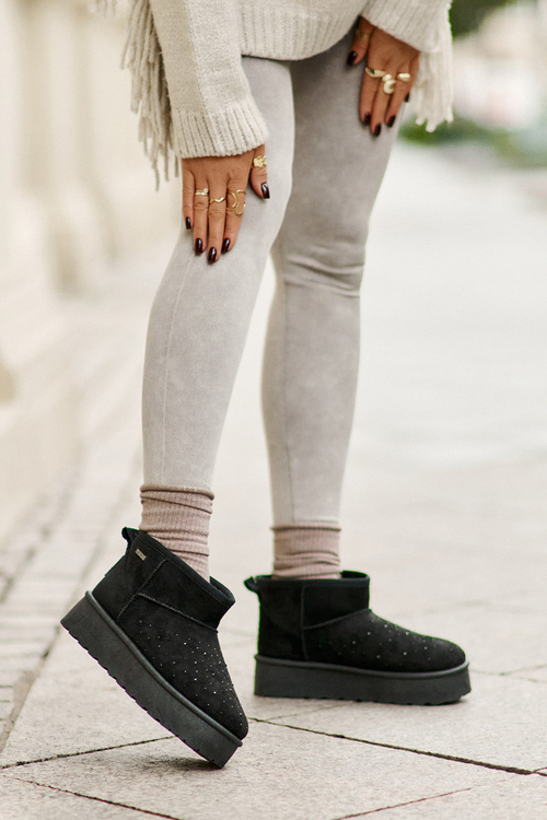 Снігові черевики з декором на платформі Big Star OO274A105 чорні