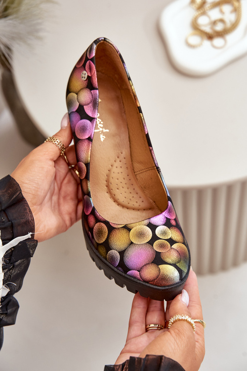 Шкіряні туфлі на блочному каблуці Maciejka 02629-39 Різнокольорові