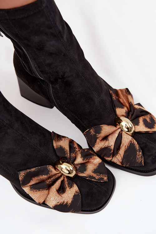 Жіночі черевики з бантом на платформі D&A JC52-827 Чорний