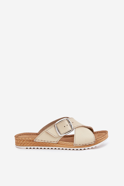 Жіночі Шкіряні Сандалі З Пряжкою Бежеві Inblu VO0004GU