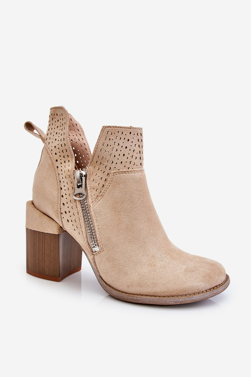 Замшеві Чоботи на масивних підборах Світло-бежевий Camden