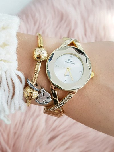 Жіночий годинник Giorgio & Dario з паєтками Cube Gold