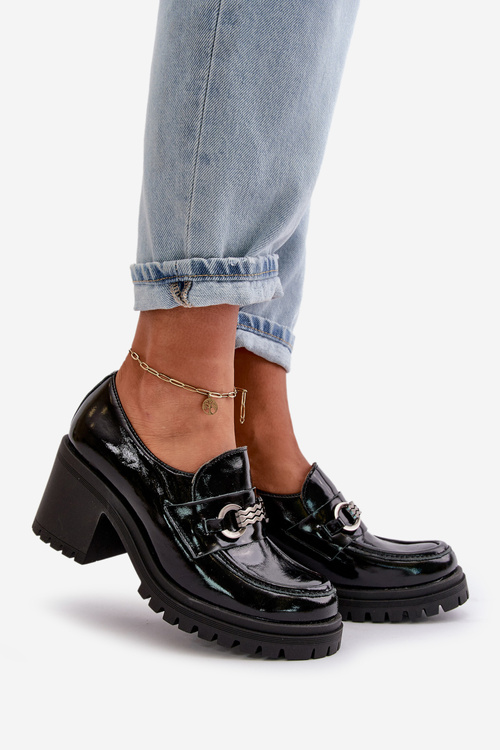 Zazoo 20175 лаковані жіночі туфлі з натуральної шкіри чорного кольору