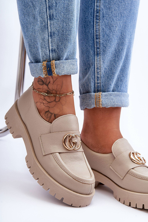 Жіночі шкіряні напівчоботи з орнаментом Бежеві Троянди