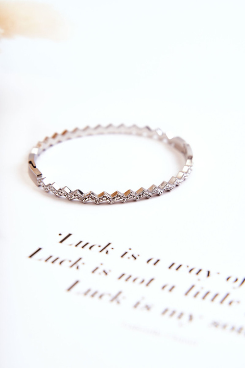 Жіночий сталевий браслет з цирконами Срібна корона