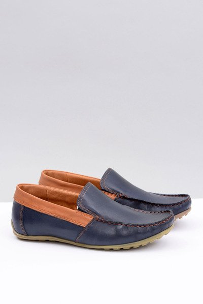 Neex | Темно-сині шкіряні чоловічі мокасини Pardon