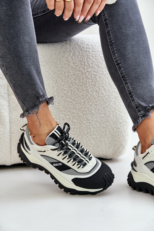 Шкіряні жіночі кросівки на платформі Big Star OO274A220 HI-POLY SYSTEM білий-чорний