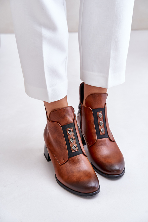 Теплі коричневі шкіряні ботильйони Zazoo 60504