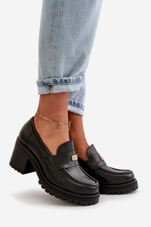 Zazoo 20168 Елегантні жіночі туфлі на підборах з натуральної шкіри чорного кольору