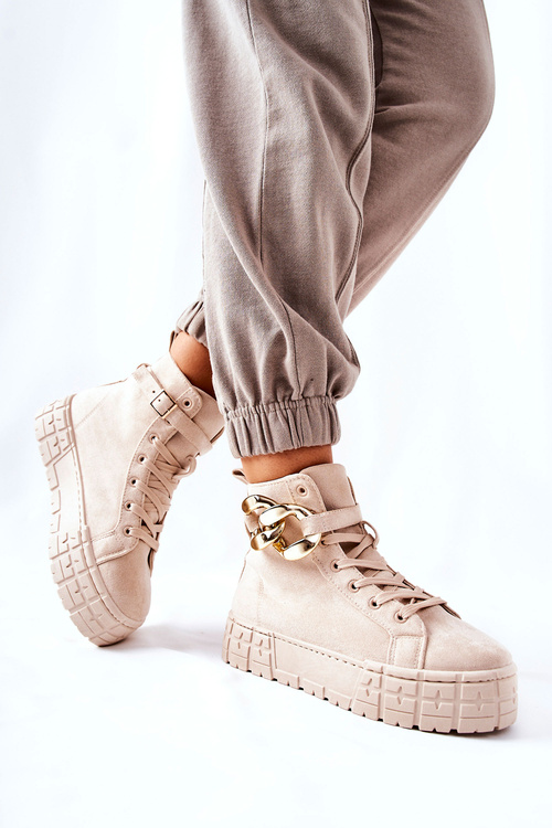 Високі кросівки на платформі світло-бежеві Evenia