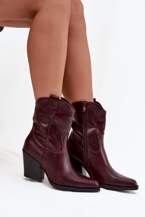 Жіночі ковбойські чоботи з еко-шкіри на підборах Bordeaux Sorelia