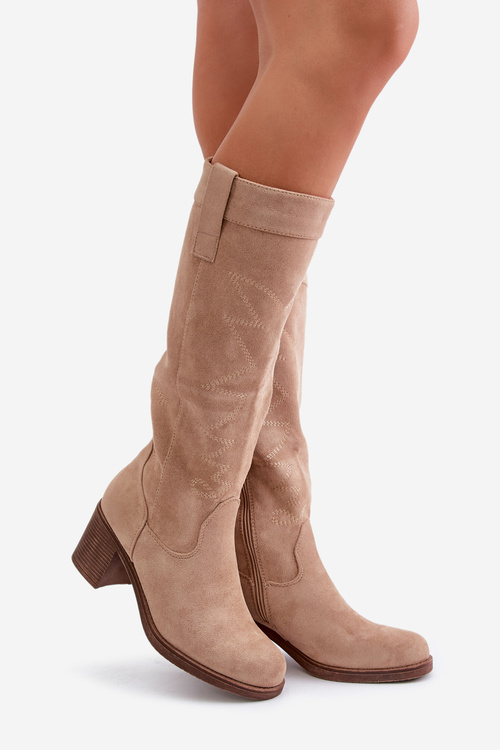 Жіночі чоботи на підборах бежеві Erisorae