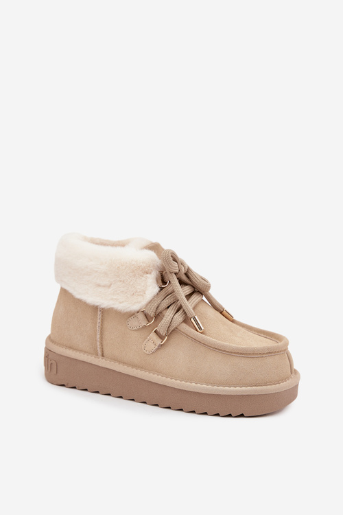 Жіночі зимові чоботи з натуральної замші D.Franklin DFSH375006 Світло бежеві