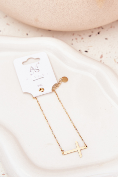 Браслет З Хрестом Хірургічна Сталь Золото