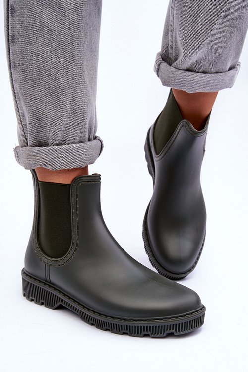 Жіночі сліп-ін матові сапоги темно-зелені Helinca