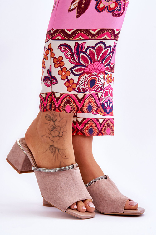 Замшеві тапочки на підборах S.Barski KV-612-2 Бежеві