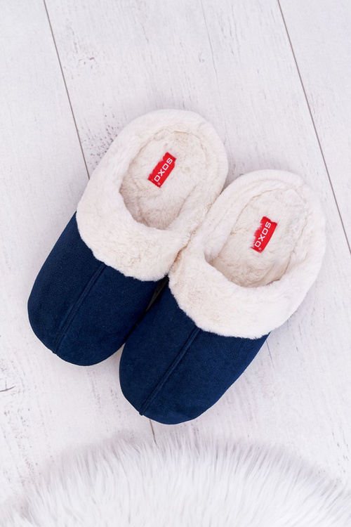 Чоловічі шльопанці SOXO з флісом темно-сині 70103