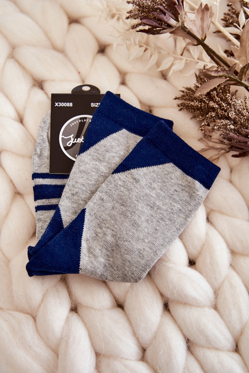 Шкарпетки жіночі двоколірні в смужку сіро-темно-сині