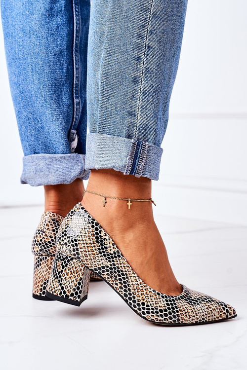 Шкіряні човники зі звіриним візерунком Lewski Shoes 2801 Чорно-бежевий