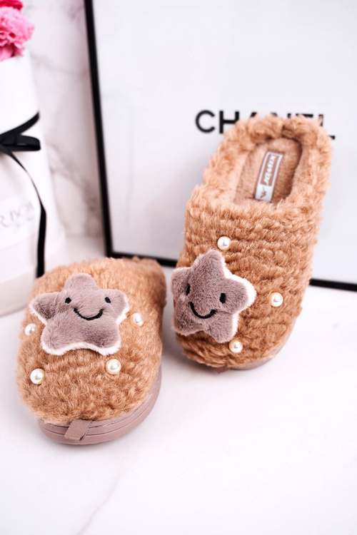 Дитячі утеплені домашні тапочки коричневого кольору Little Star