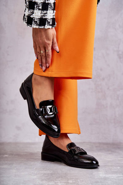 Модні лаковані туфлі Лофери Чорний Trine