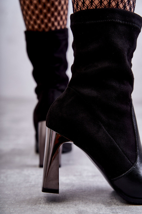 Замшеві високі чоботи на підборах Laura Messi 2527 Black