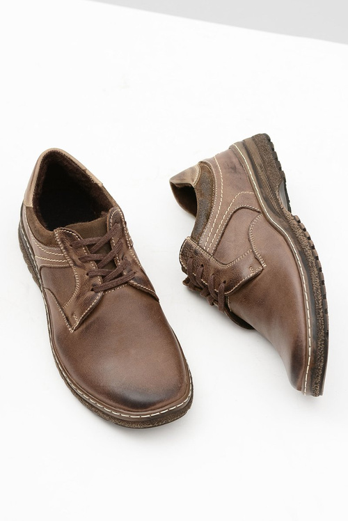 Коричневі чоловічі шкіряні теплі півчеревики Ernesto на зиму