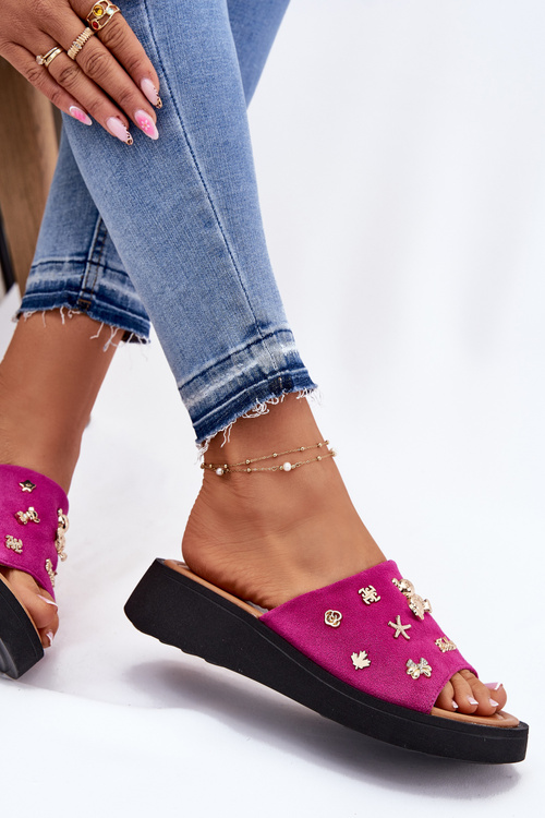 Замшеві Сандалі Для Жінок З Прищіпками Фуксія Vinceza 66741