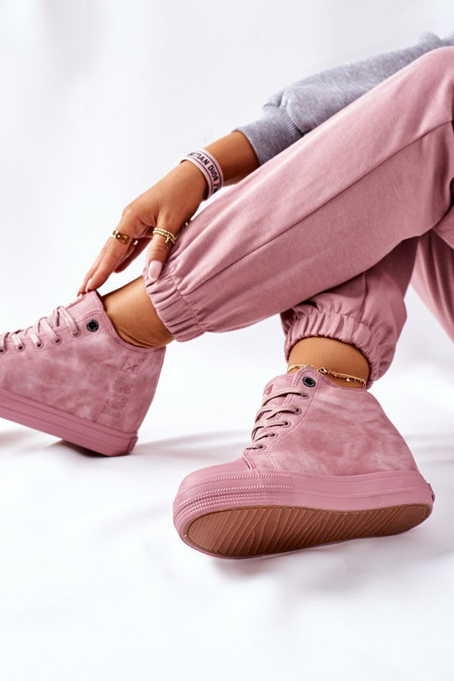 Шкіряні кросівки на танкетці Big Star II274092 Рожеві