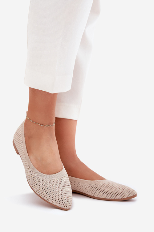 Сітчасті Текстильні Балетки Жіночі Бежеві Саріна