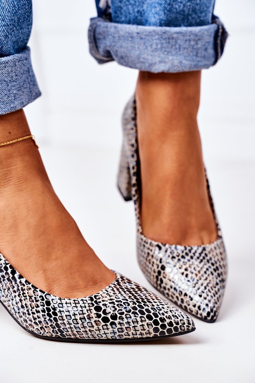 Шкіряні туфлі з тваринним візерунком Lewski Shoes 2801 Чорно-сині