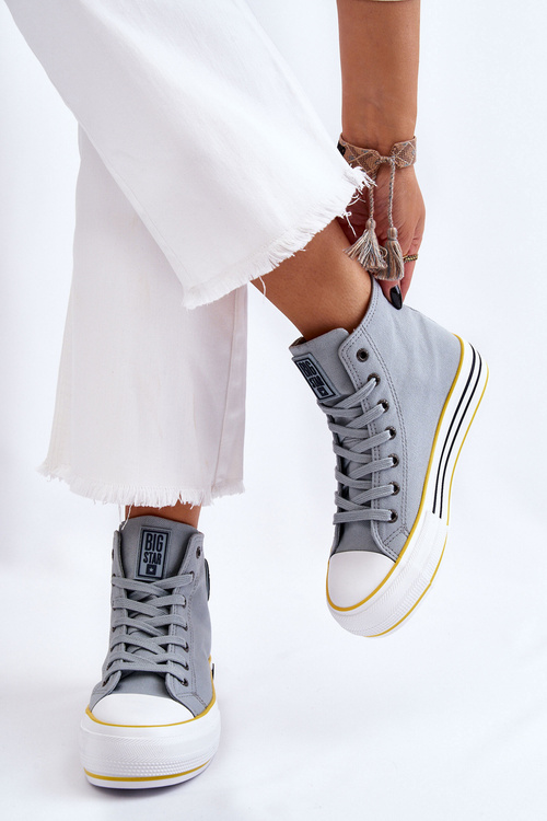 Жіночі високі текстильні кросівки на платформі Big Star LL274188 Світло-блакитні