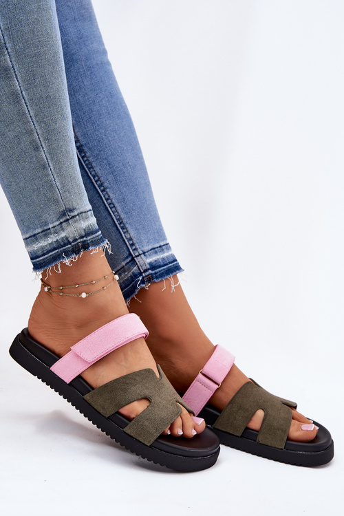 Жіночі Сандалі З Велкро Vinceza 17401 Зелено-Рожеві