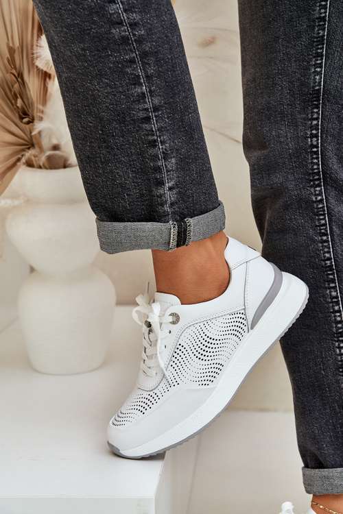 Шкіряне Спортивне Взуття Жіночі Кросівки S.Barski LR51-551 Білі