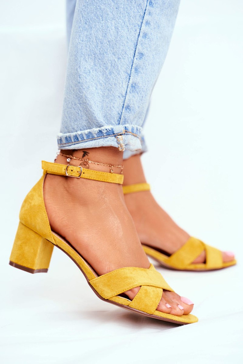 Замшеві босоніжки на високому каблуці Жовті Nela