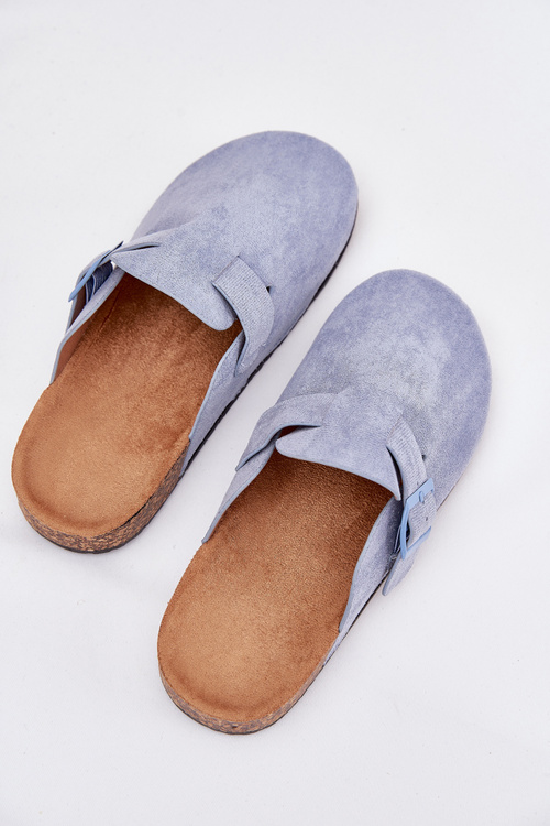 Жіночі кломпи та на корковій платформі з пряжкою сині Klarae